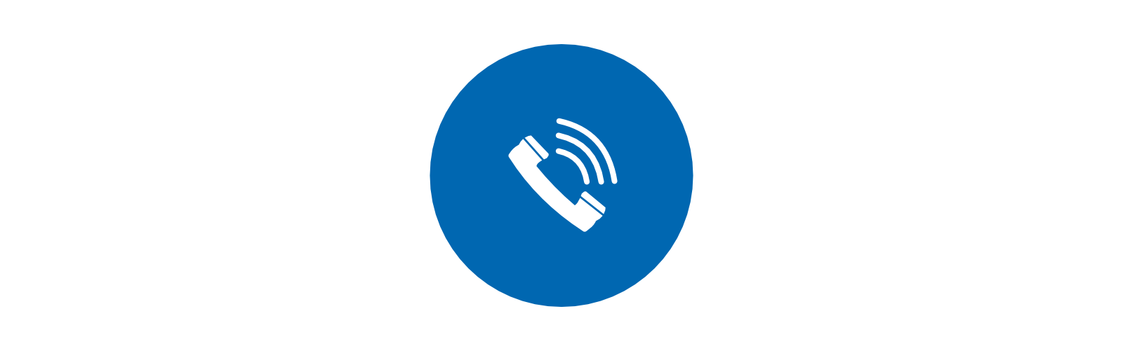 l'icône d'un téléphone blanc avec des ondes dans un cercle bleu.